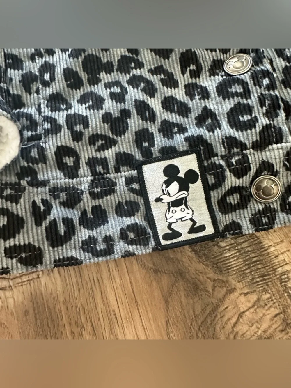 Disney Mickey Mouse Leopard Print Corduroy Faux‎ Fur Jacket, Size 2
